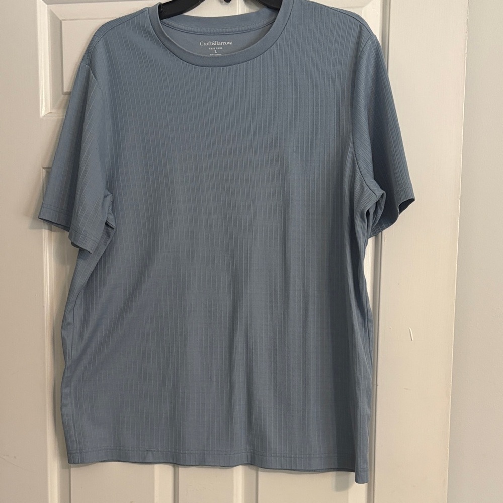 Croft & Barrow Men's Light Blue Ribbed Short Sleeve Tee